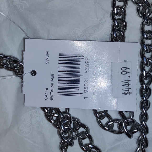 COACH Tammie Shoulder Bag with Floral Whipstitch in Taupe/Silver - Picture 7 of 12